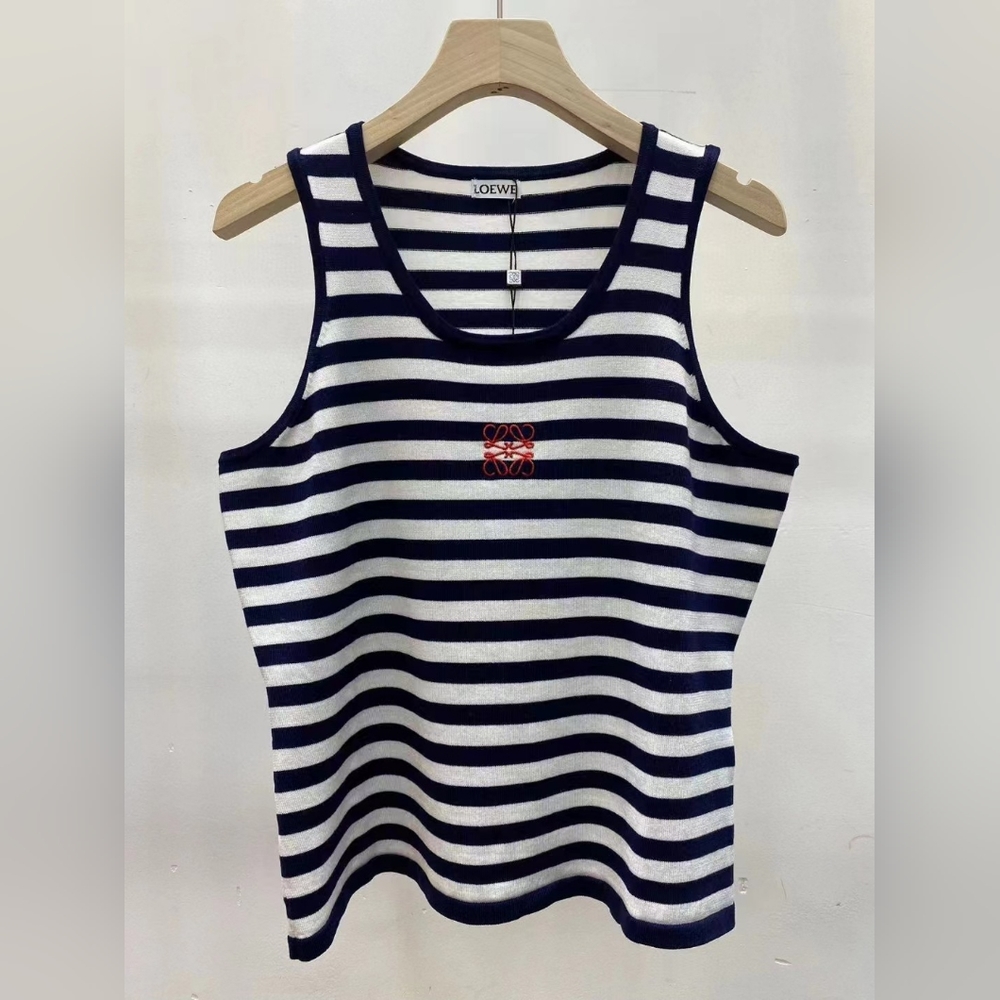 Loewe Women's Fashion Striped Embroidered Vest